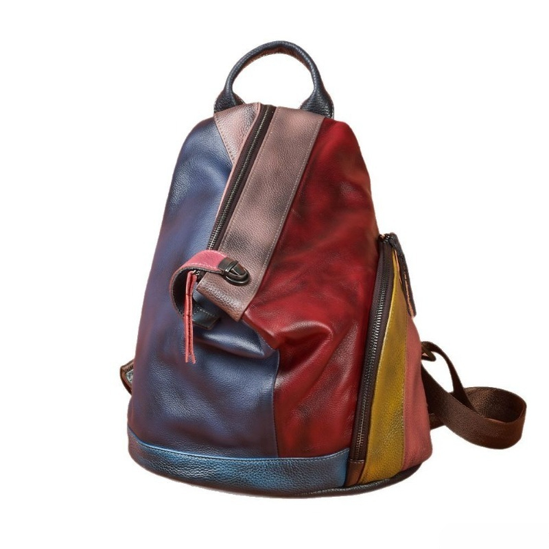 Leather Work Womens Backpack - حقيبة ظهر أنيقة للعمل للنساء، مصنوعة