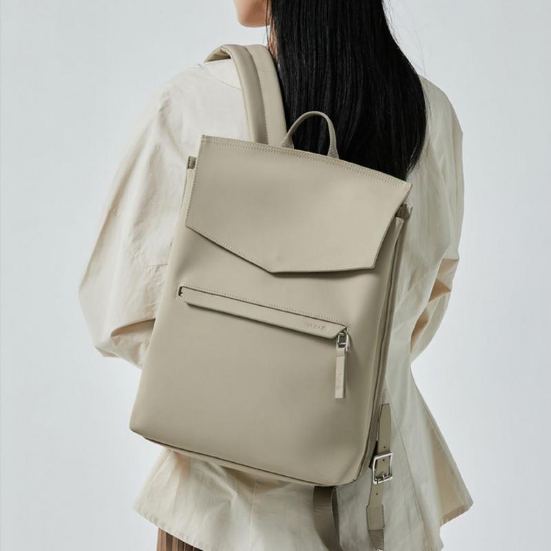 Leather Work Womens Backpack - حقيبة ظهر عصرية جديدة يابانية وكورية
