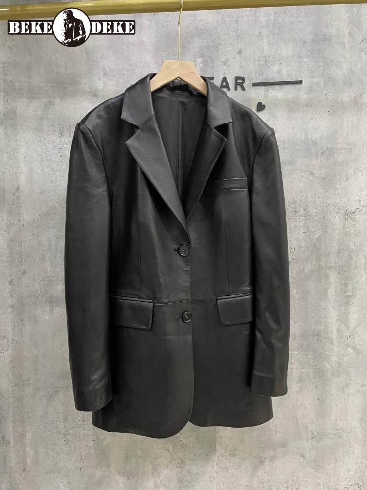 Leather Work Jacket Women'S - سترة نسائية من جلد الغنم الأصلي