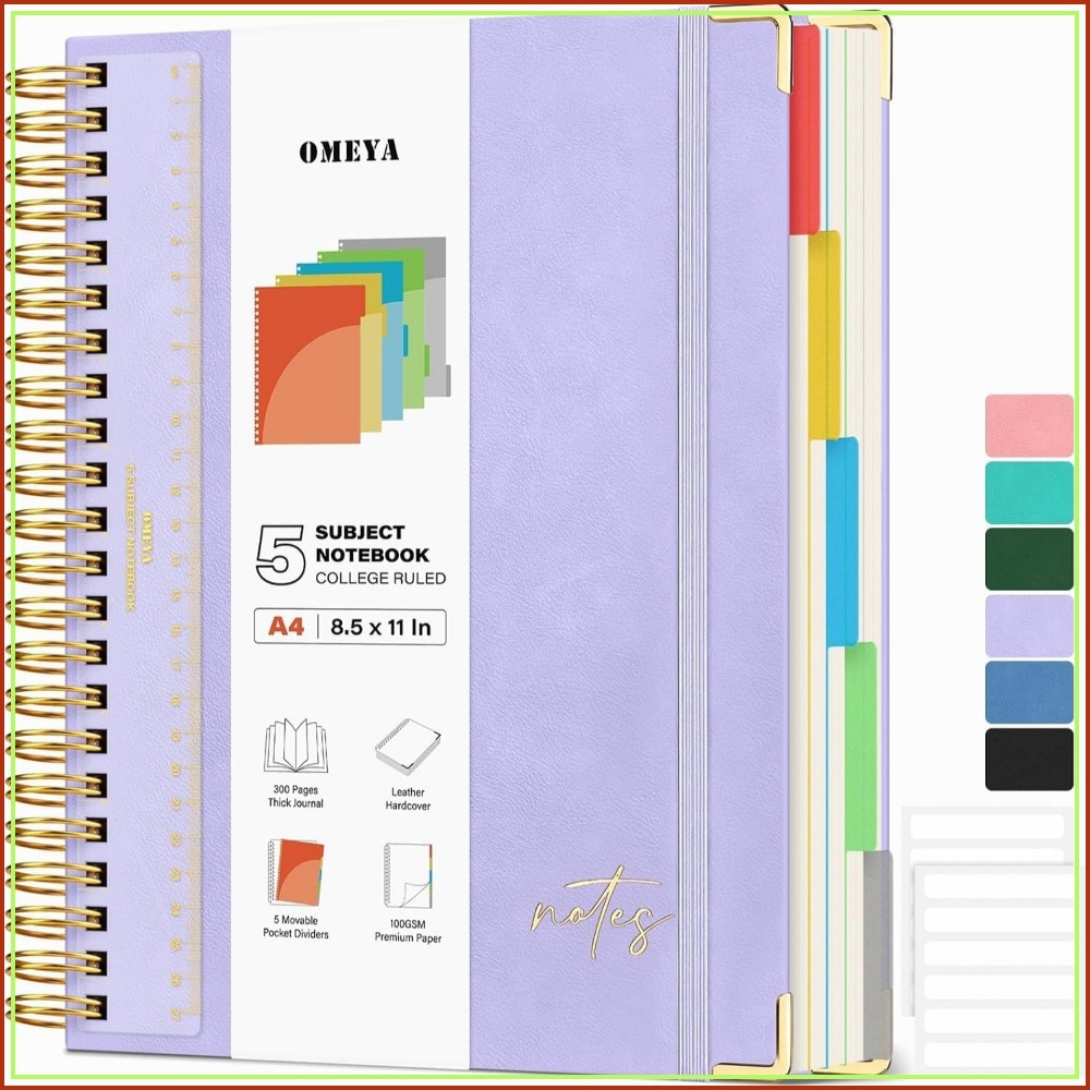 Leatherwork Products - دفتر ملاحظات جلدي A4 بخمسة أقسام،