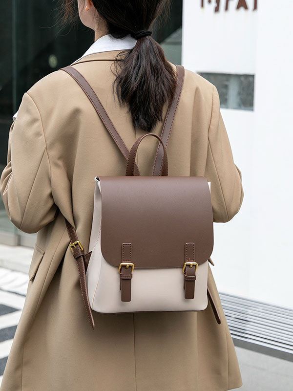 Leather Work Womens Backpack - حقيبة ظهر نسائية صغيرة أنيقة -