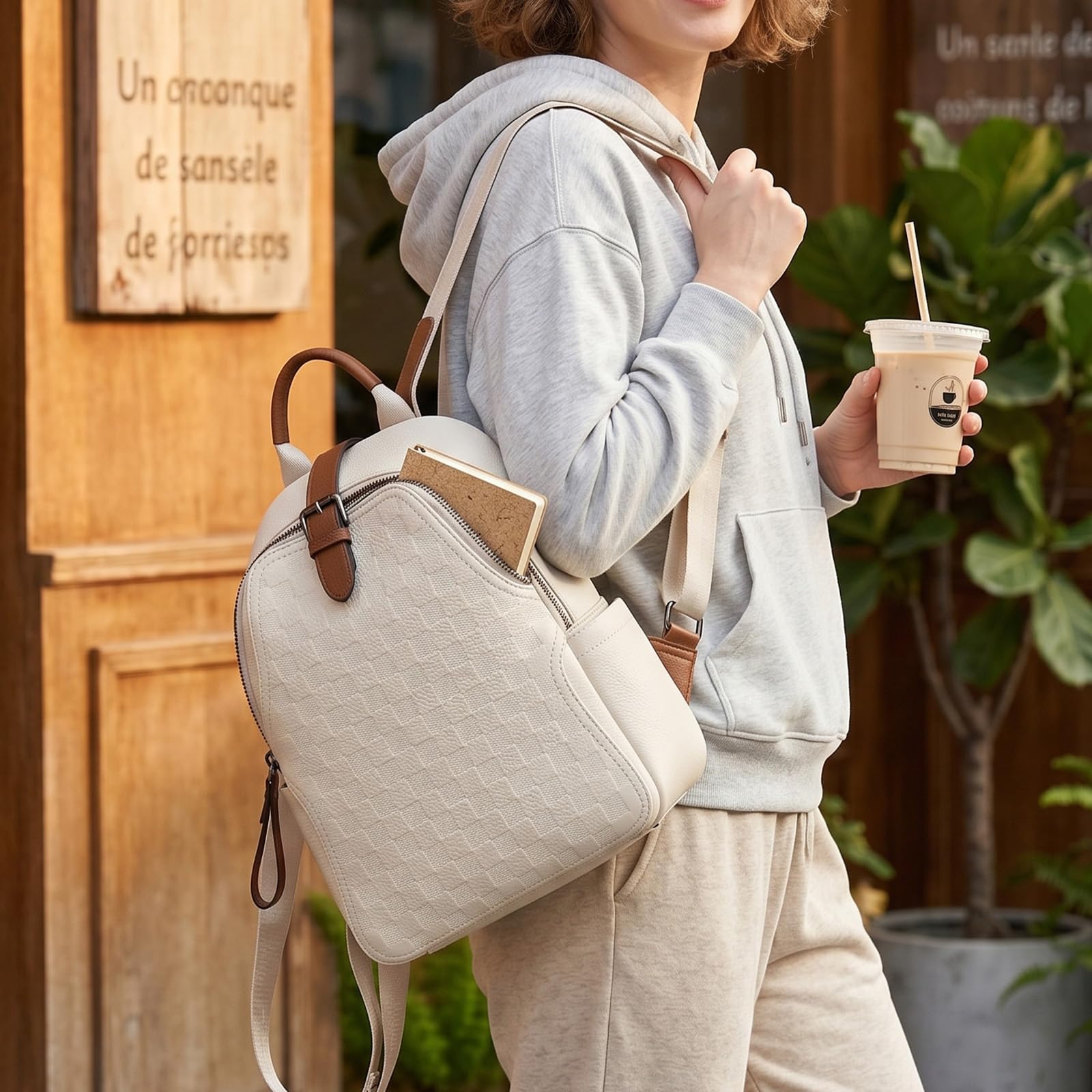 Leather Work Womens Backpack - حقيبة ظهر نسائية من الجلد الصناعي