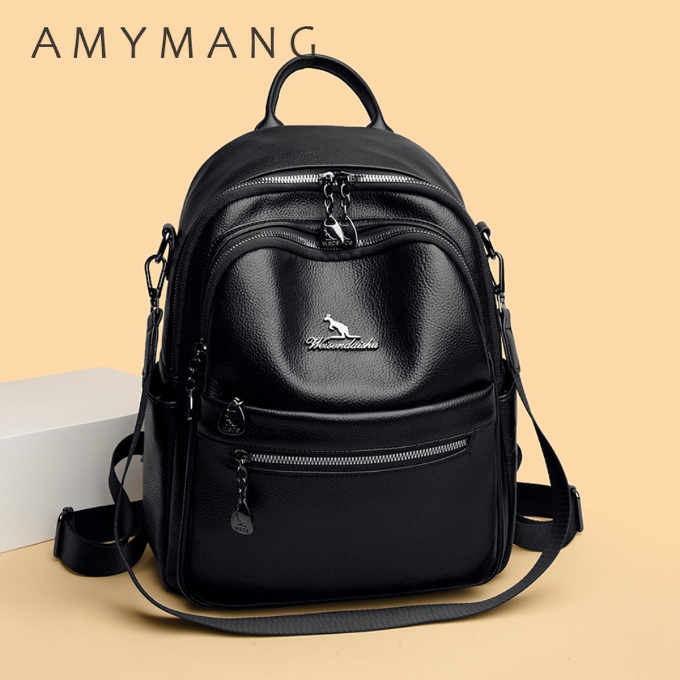 Leather Work Womens Backpack - حقيبة ظهر من الجلد المحبب بتصميم