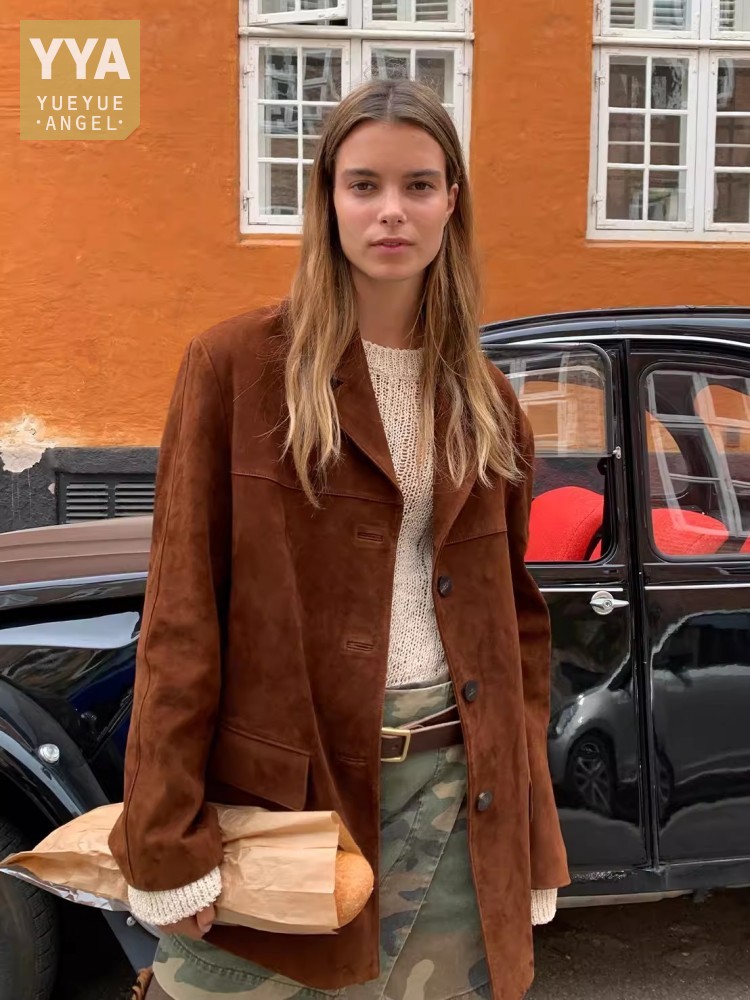 Leather Work Jacket Women'S - سترة كلاسيكية للخريف للسيدات من جلد