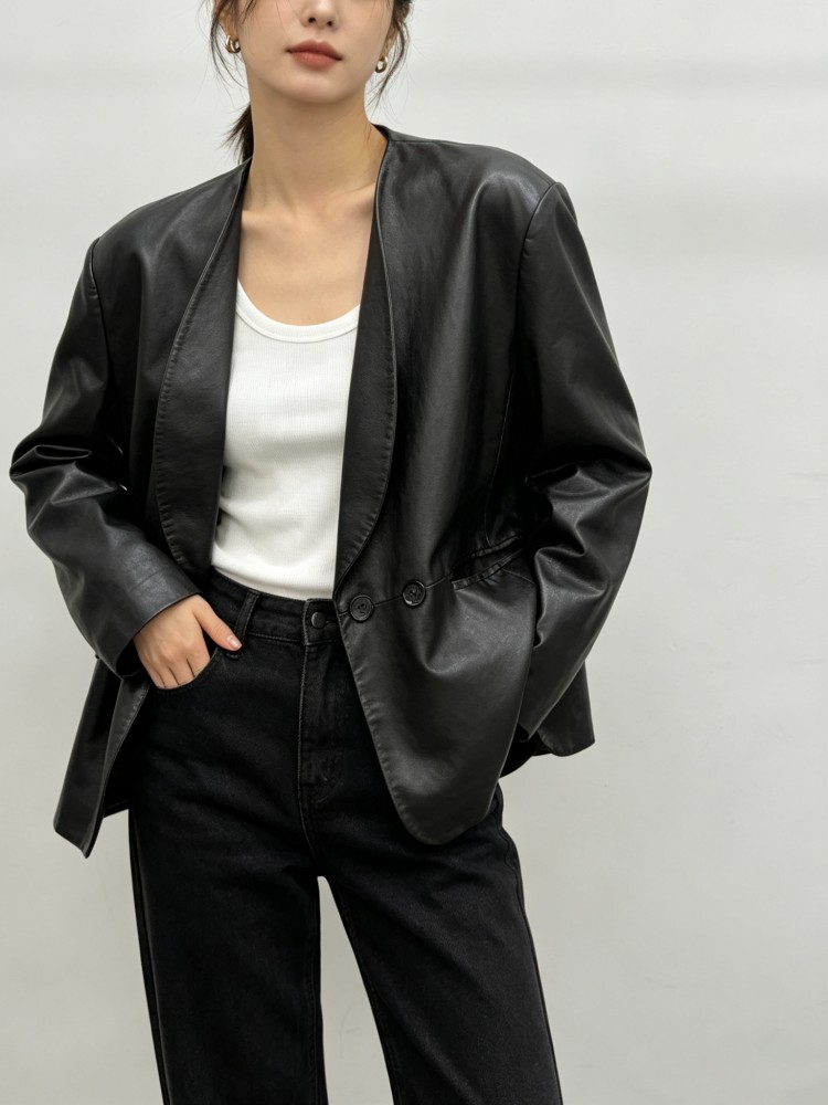 جاكيت نسائي عصري من الجلد الطب - مراجعة Leather Work Jacket Women'S وسعره