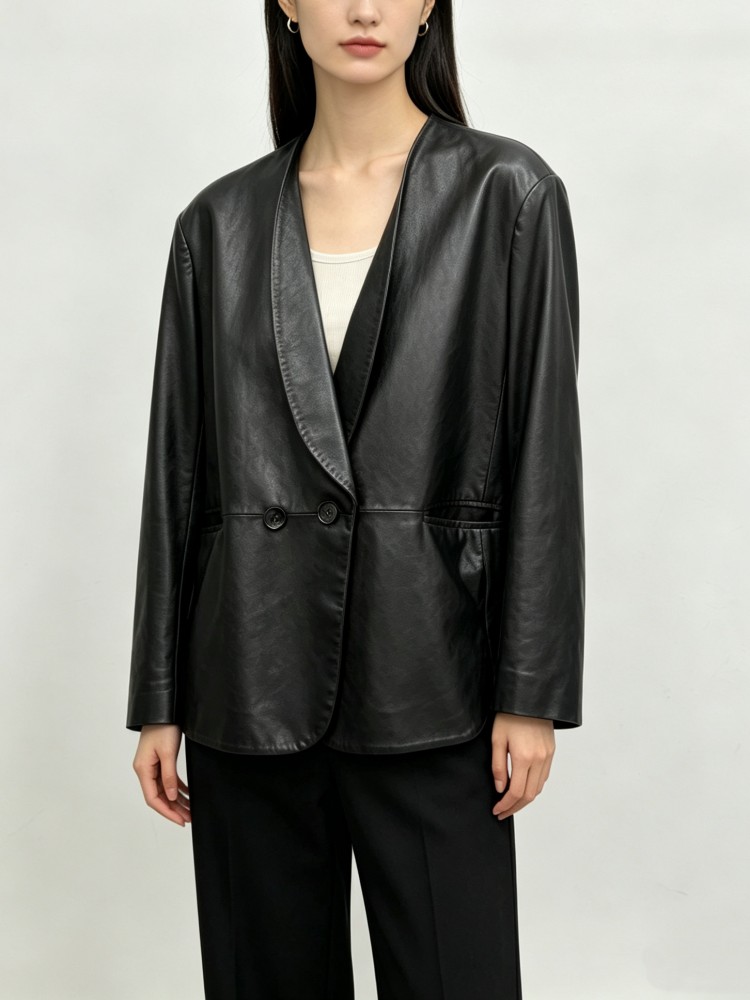 جاكيت نسائي عصري من الجلد الطب - مراجعة Leather Work Jacket Women'S وسعره