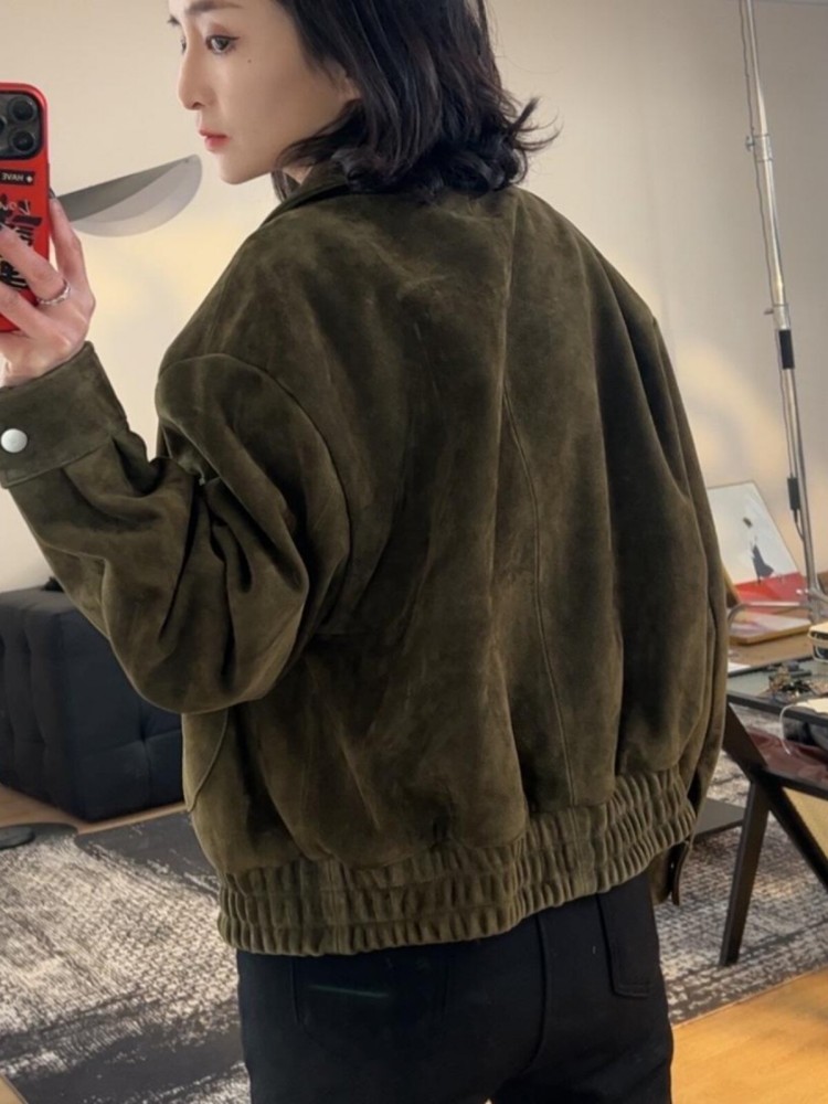 جاكيت نسائي فاخر بتصميم ريترو  - مراجعة Leather Work Jacket Women'S وسعره