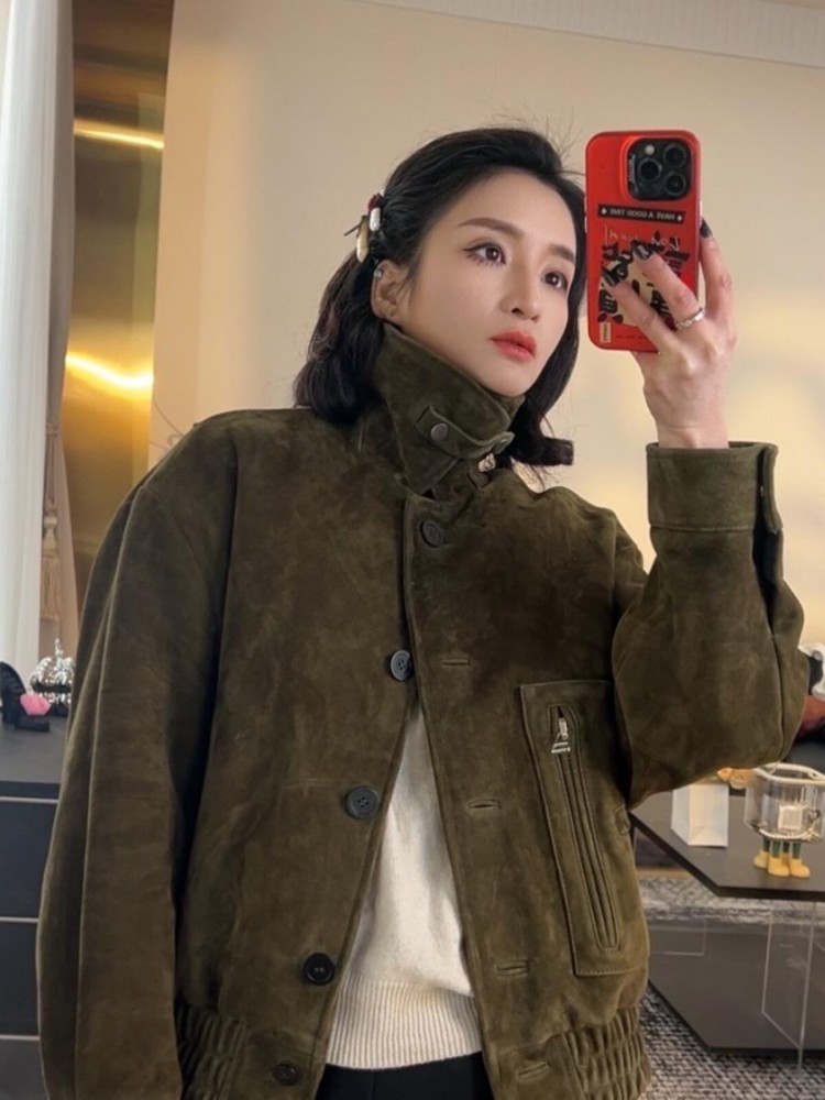 جاكيت نسائي فاخر بتصميم ريترو  - مراجعة Leather Work Jacket Women'S وسعره