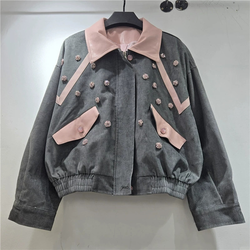 جاكيت نسائي قصير من قماش الكور - مراجعة Leather Work Jacket Women'S وسعره