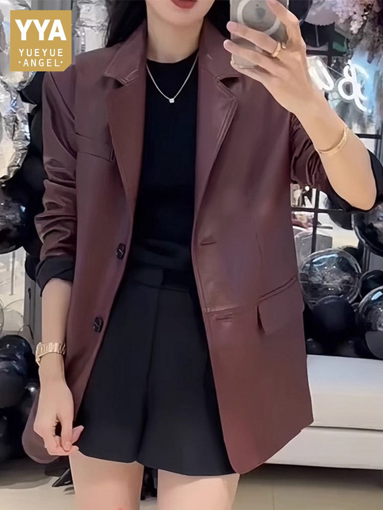 الخريف مكتب السيدات العمل منتص - مراجعة Leather Work Jacket Women'S وسعره