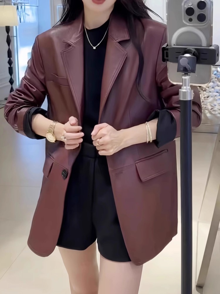 الخريف مكتب السيدات العمل منتص - مراجعة Leather Work Jacket Women'S وسعره