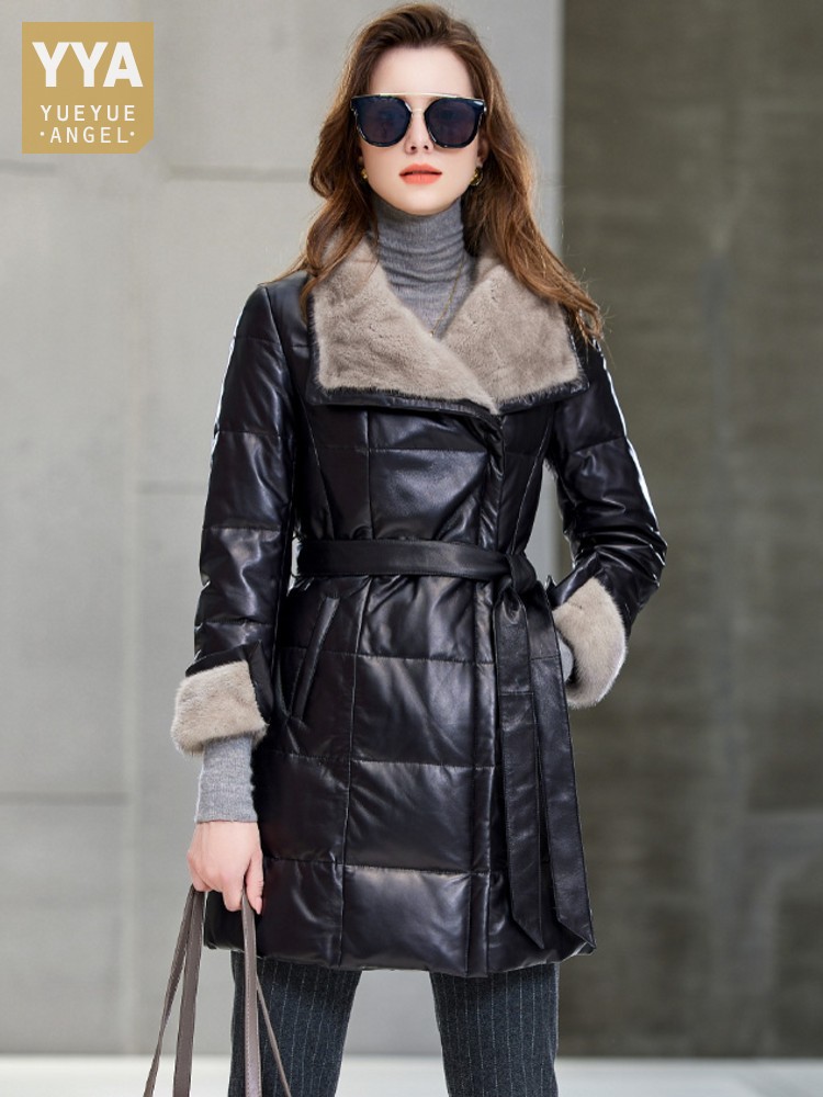 أنيقة السيدات فرو المنك طوق من - مراجعة Leather Work Jacket Women'S وسعره