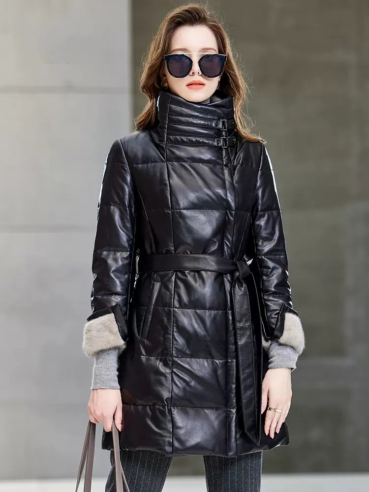 أنيقة السيدات فرو المنك طوق من - مراجعة Leather Work Jacket Women'S وسعره