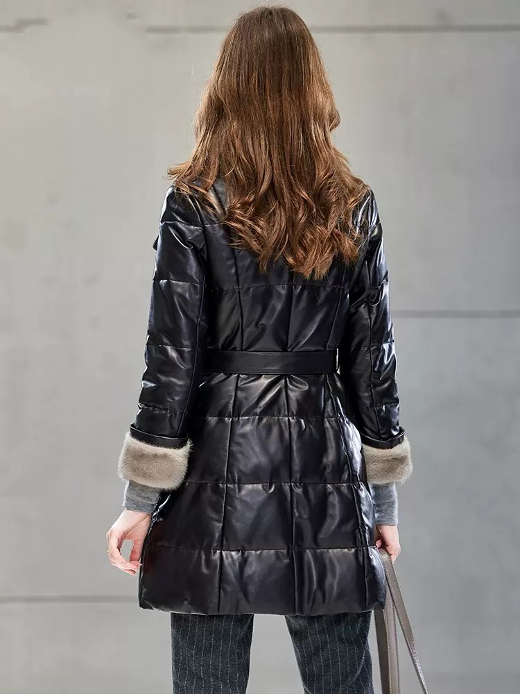 أنيقة السيدات فرو المنك طوق من - مراجعة Leather Work Jacket Women'S وسعره