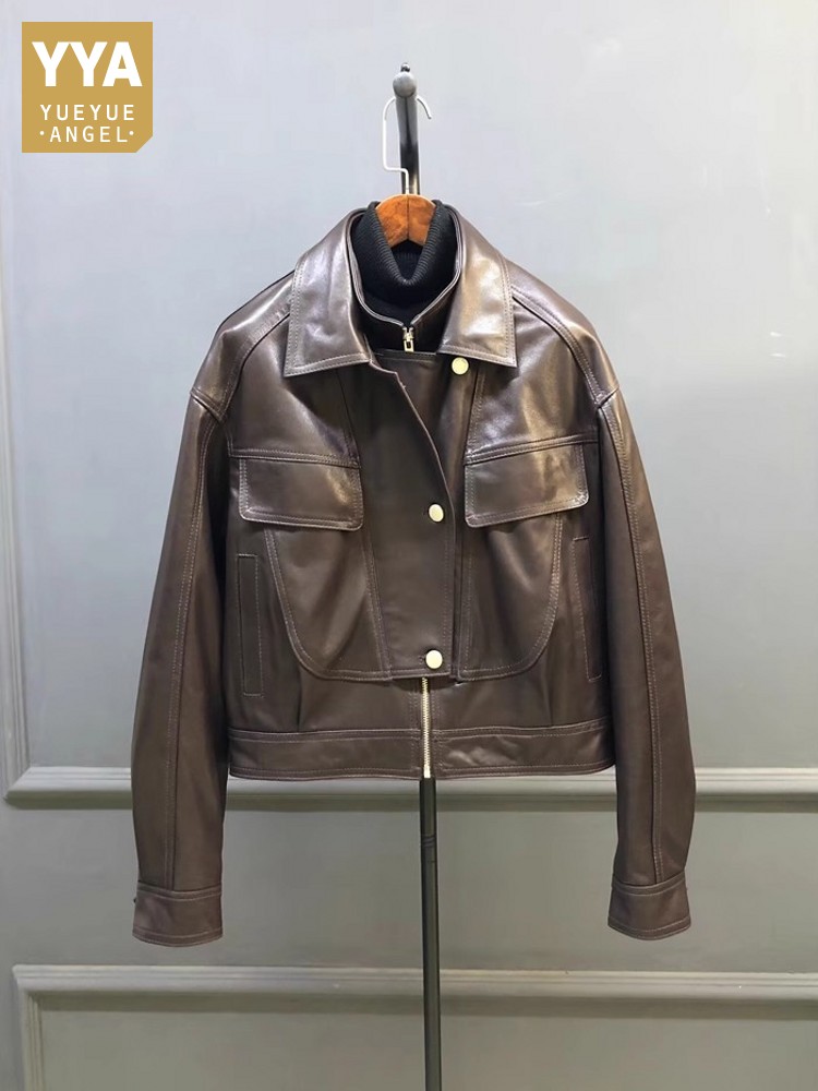 جاكيت نسائي بتصميم مميز بياقة  - مراجعة Leather Work Jacket Women'S وسعره