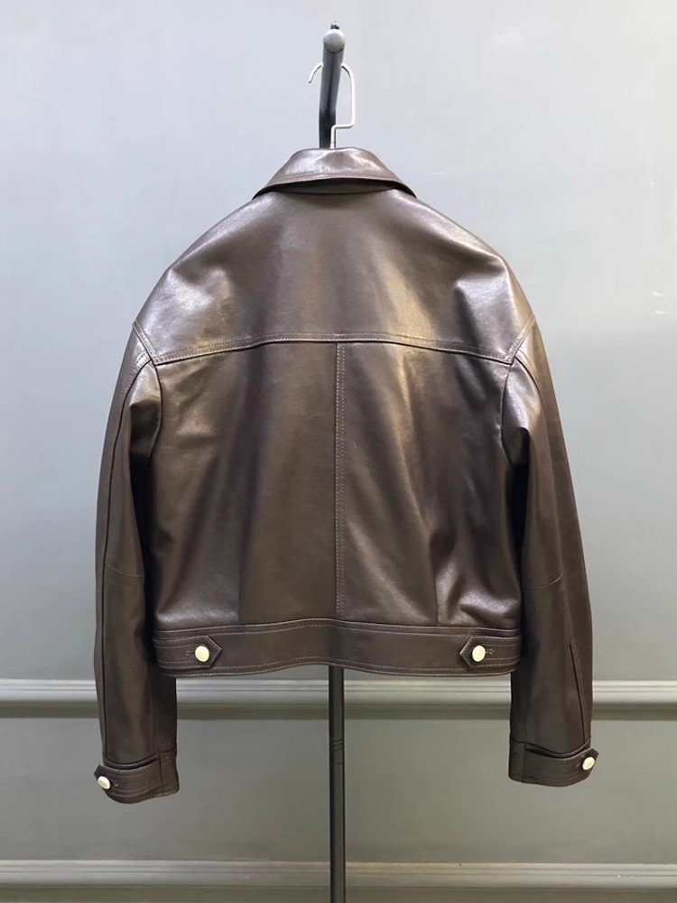 جاكيت نسائي بتصميم مميز بياقة  - مراجعة Leather Work Jacket Women'S وسعره