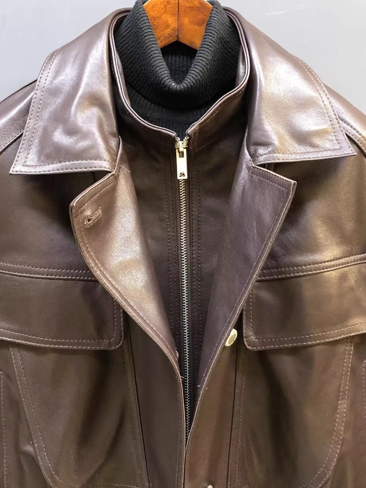 جاكيت نسائي بتصميم مميز بياقة  - مراجعة Leather Work Jacket Women'S وسعره